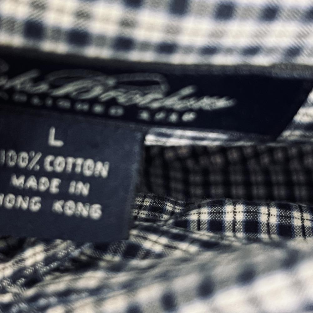 Brooks Brothers Men's Large‎ Shirt Blue White Check 100% Cotton - Picture 8 of 10